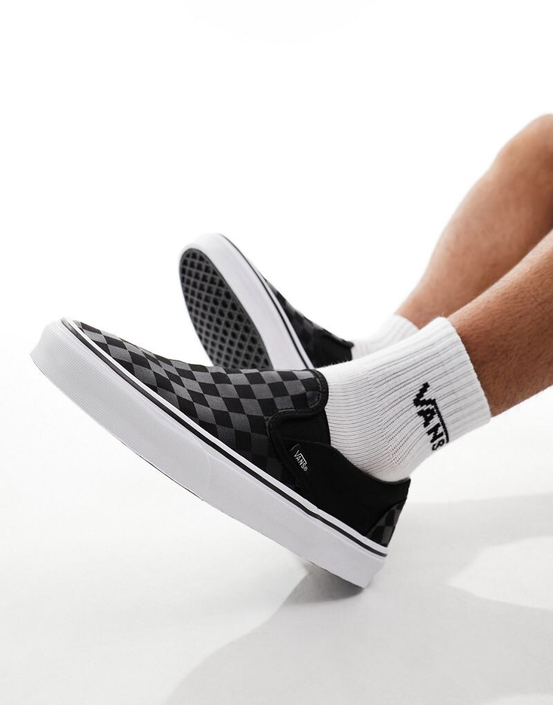

Серо-черные слипоны Vans Classic с шахматным принтом
