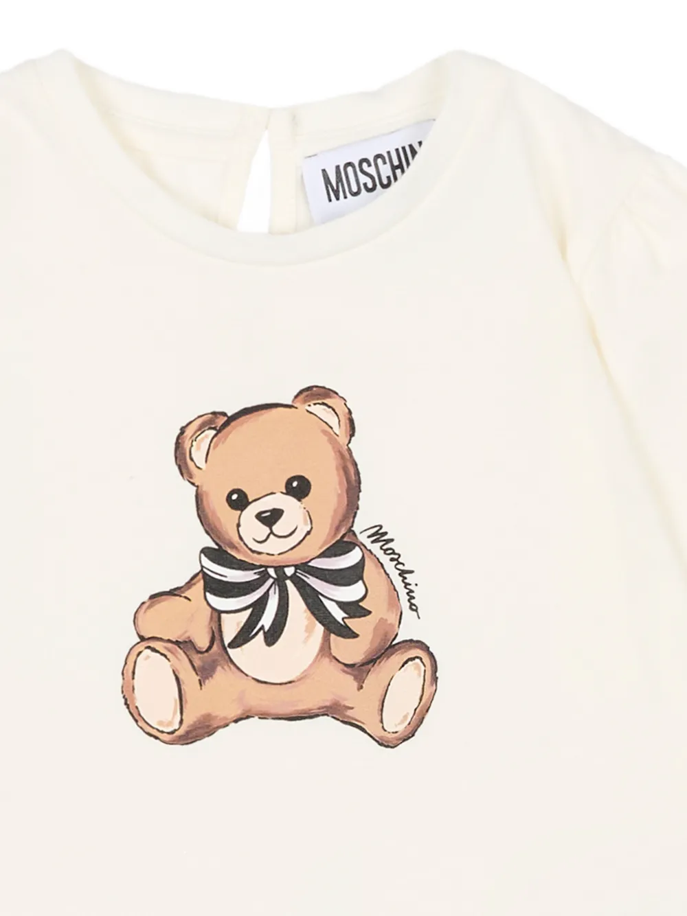Футболка с длинными рукавами и принтом в виде медведя Moschino Kids, нейтральный — фото 3