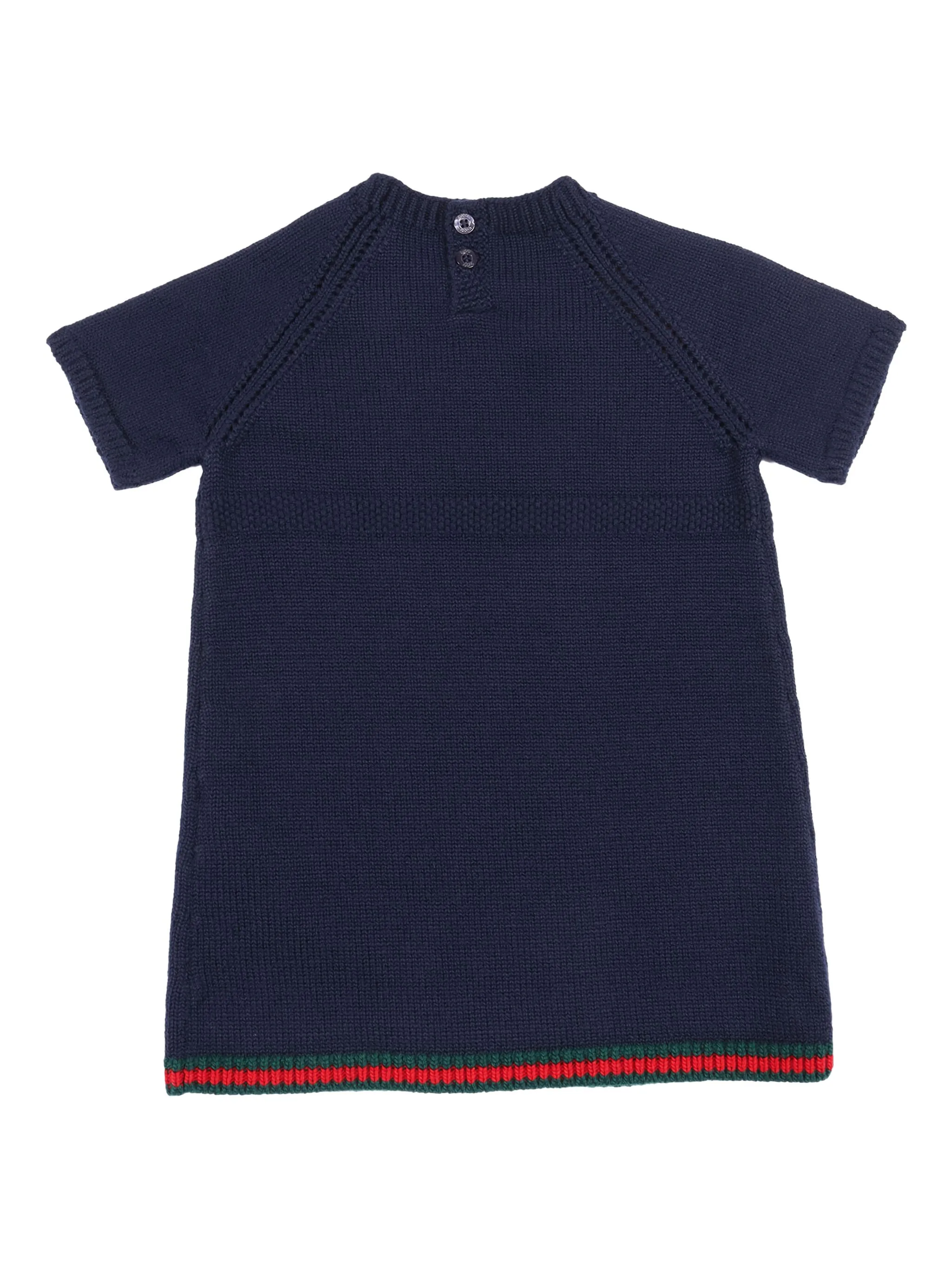 Платье фактурной вязки с короткими рукавами Gucci Kids, синий — фото 2