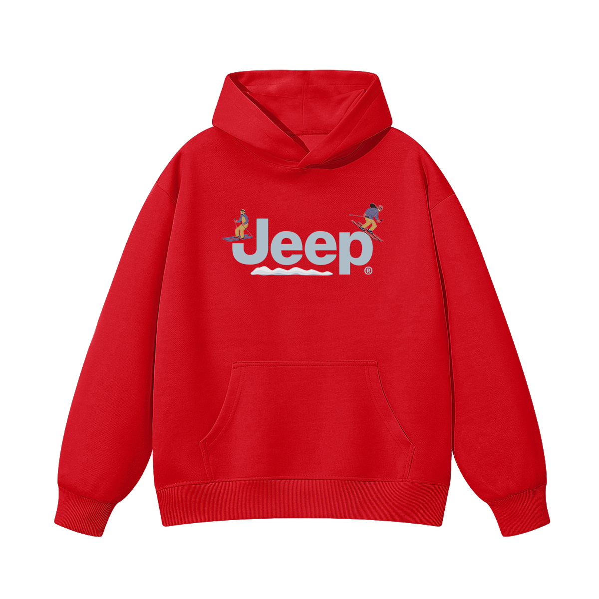 

Толстовка с капюшоном утепленная для школьников Jeep, new year красный fleece-lined