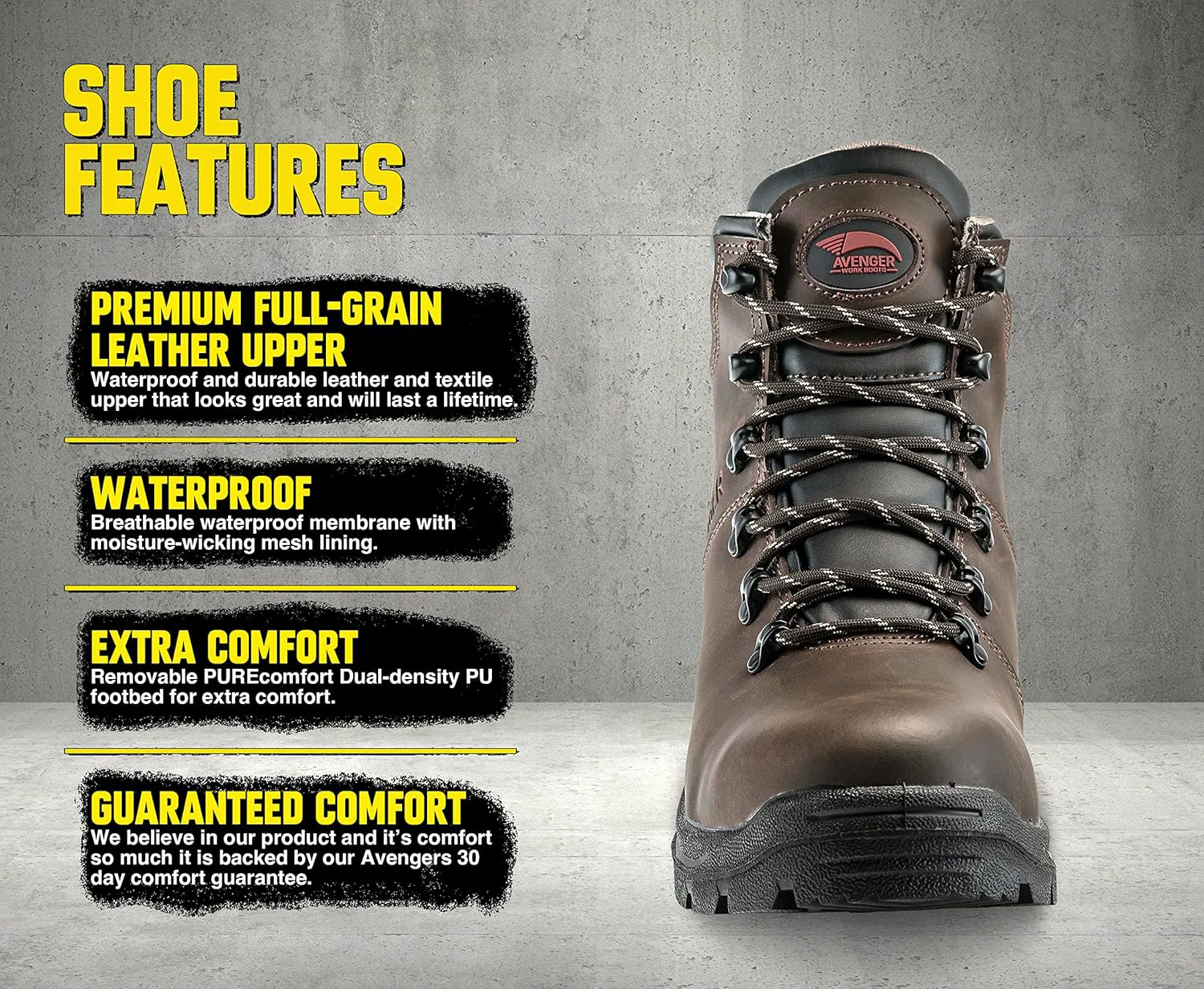 Мужские рабочие ботинки Avenger с высоким голенищем Avenger Work Boots, коричневый — фото 4