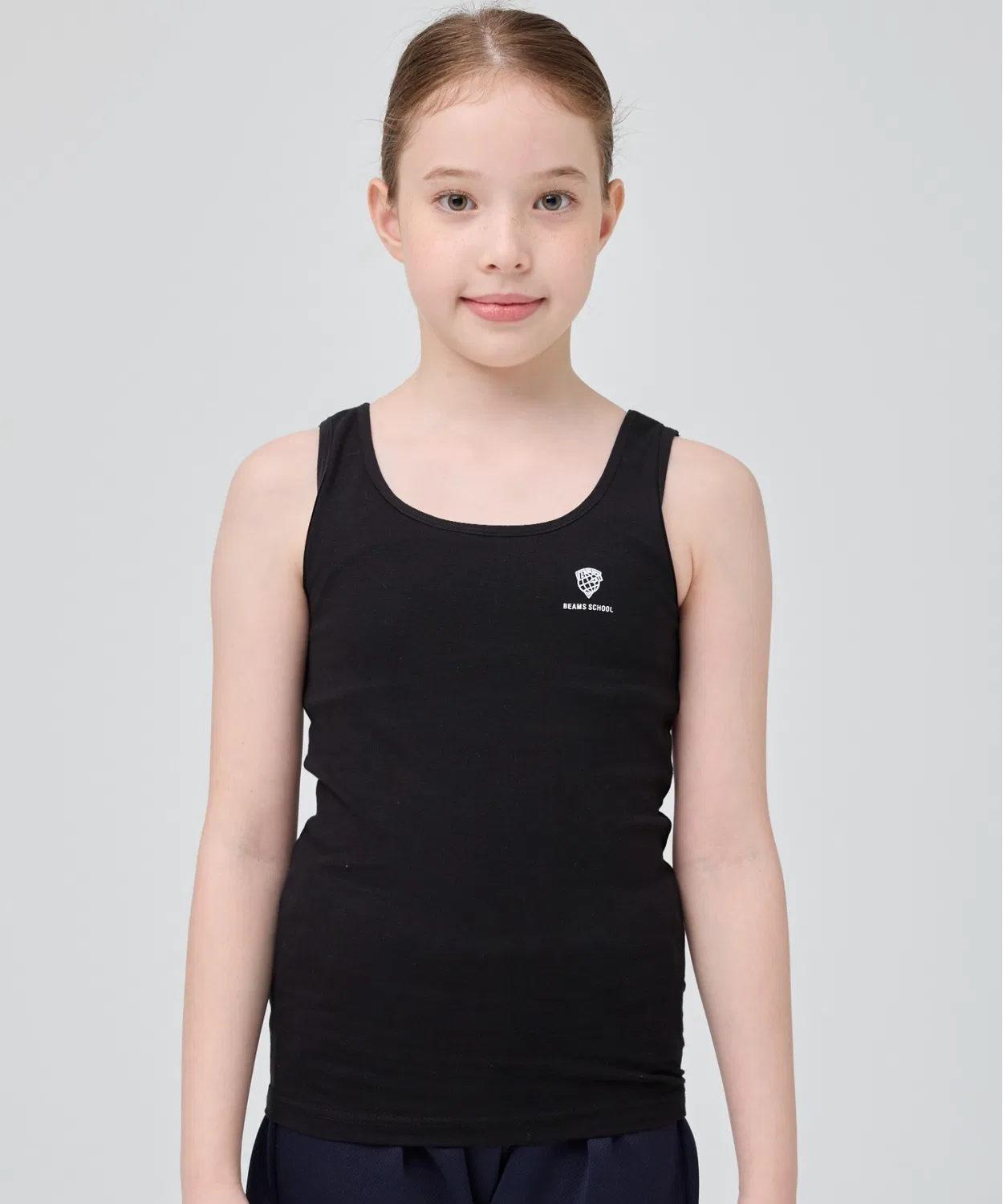 Топ-майка BEAMS SCHOOL с мягкой чашкой, хлопок, чёрный