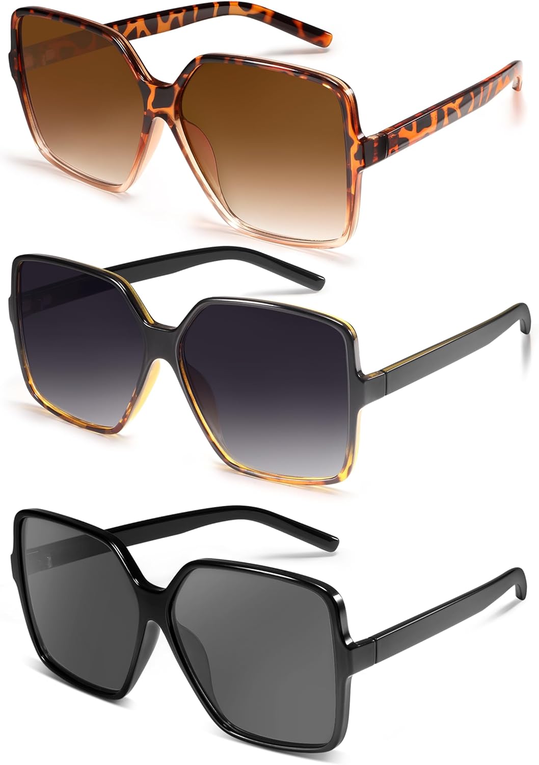 

Солнцезащитные очки Dollger увеличенного квадратного размера для женщин, большие, широкие, модные, для мужчин, с защитой от УФ-излучения, унисекс, Black and Tortoise Brown and Tortoise Black