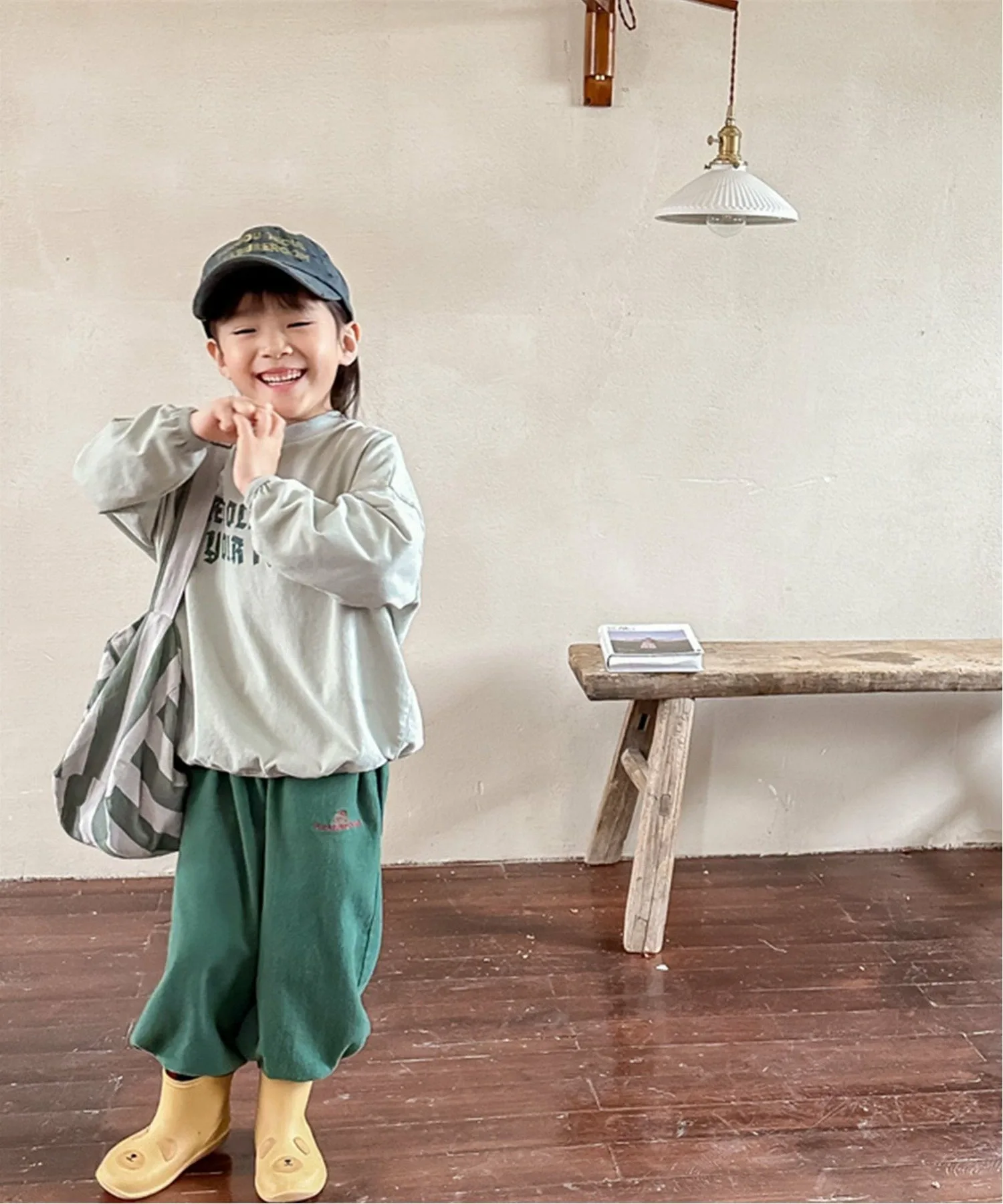 Aimoha KIDS/ aimoha-KIDS- Корейская детская одежда, брюки-баллоны с вышивкой в одну точку, цвет Green — фото 4