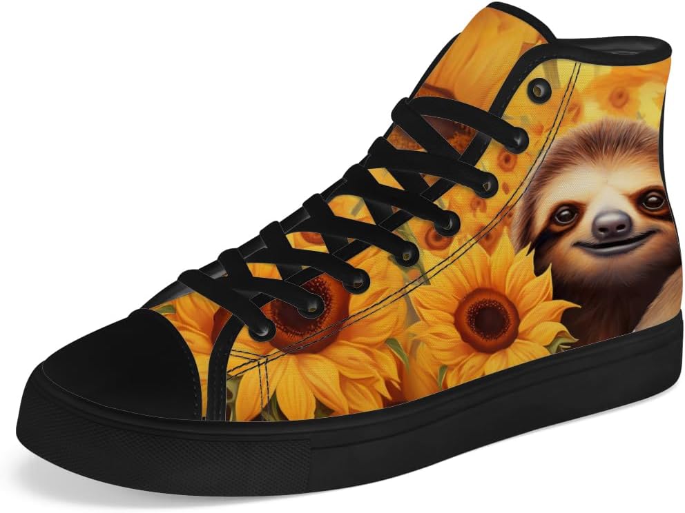 

Высокие кеды с подсолнухом из холщовой ткани для мужчин и женщин, высокие кроссовки с животными, шнуровка, повседневная обувь, подарок для девушек и мальчиков Chebing, желтый