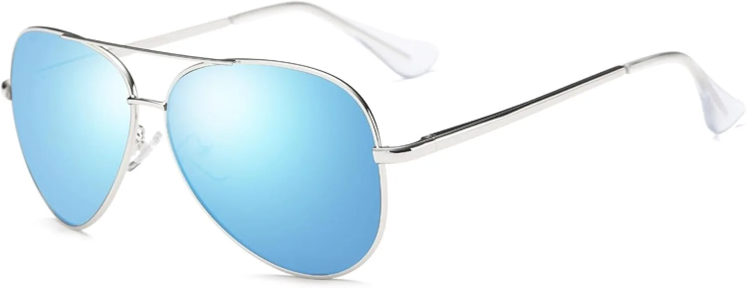 

Мужские поляризованные солнцезащитные очки с металлическим покрытием, женские солнцезащитные очки UV400 в крупной оправе для вождения и рыбалки VFDHN, Silver Ice Blue