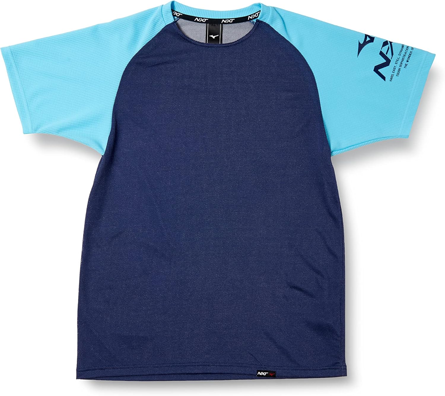 

Мужская тренировочная футболка Mizuno 32JAA217, N-XT Dry Aeroflow Ice, с коротким рукавом, высокодышащая, приятная на ощупь, облегающий крой, синий