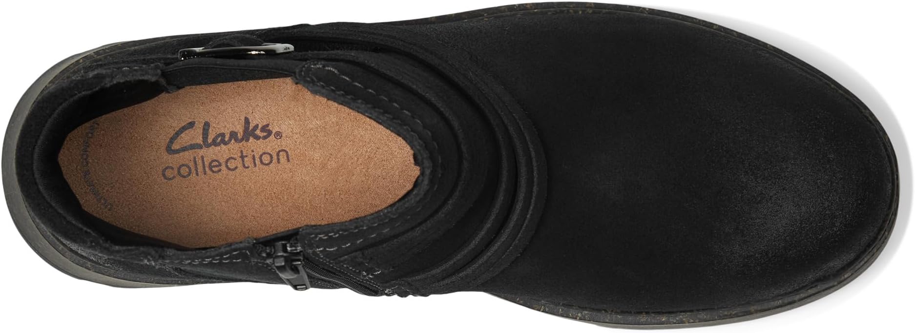 Ботинки женские челси Clarks Noralyn Strap замшевые  с декоративным ремешком, черный — фото 2