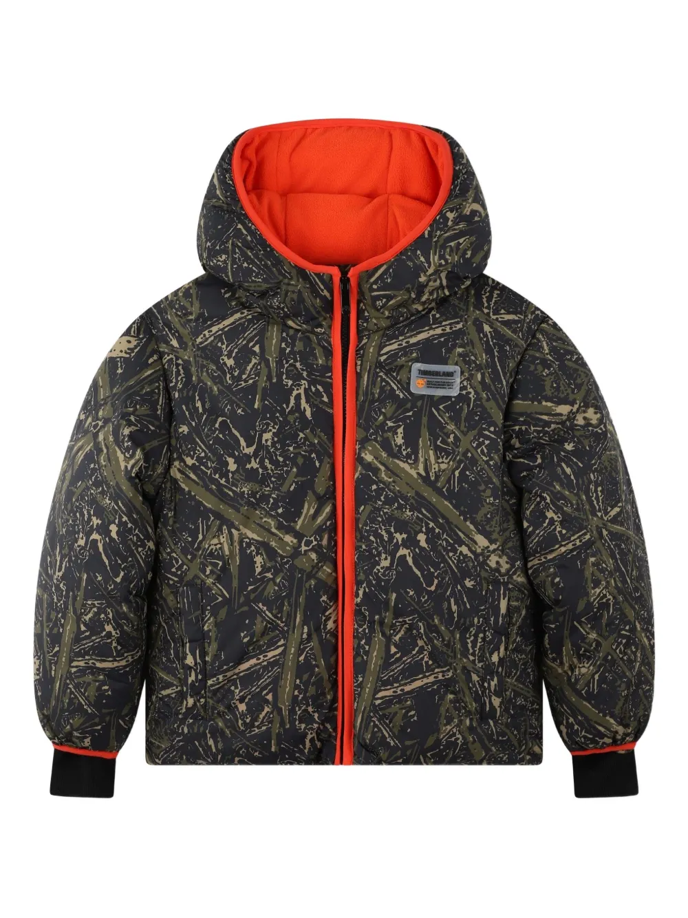 

Пуховик с абстрактным принтом Timberland Kids, черный