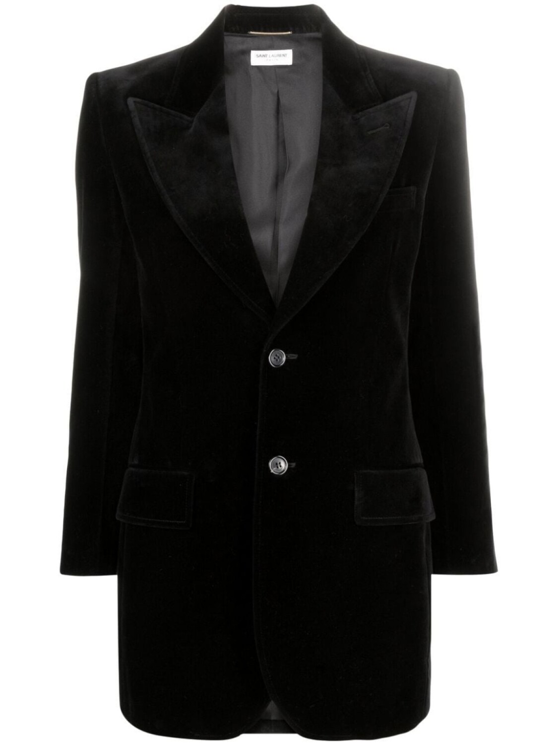 

Saint Laurent однобортный бархатный блейзер, черный