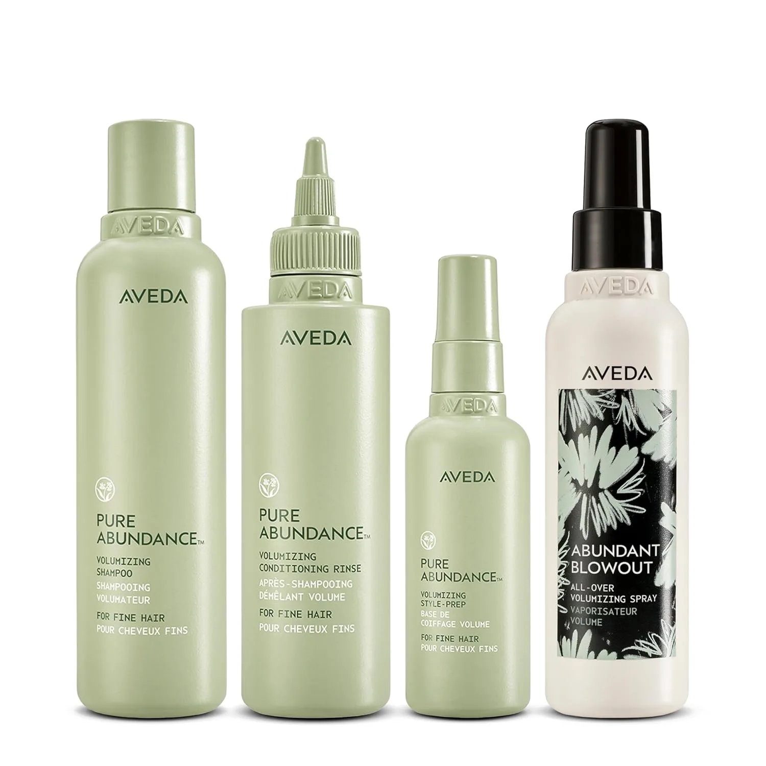 Набор Aveda Pure Abundance Volumizing Shampoo, Conditioner, Style Prep + Abundant Blowout Volumizing Spray (полноразмерный) | Средства для придания объема тонким волосам от Pure-Fume Aromas