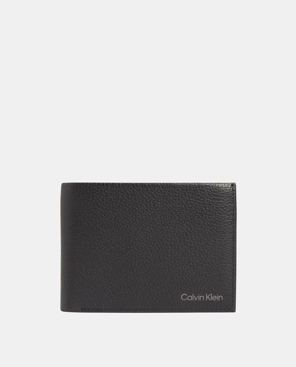 

Calvin Klein кожаный двустворчатый кошелек с кошельком для монет, чёрный