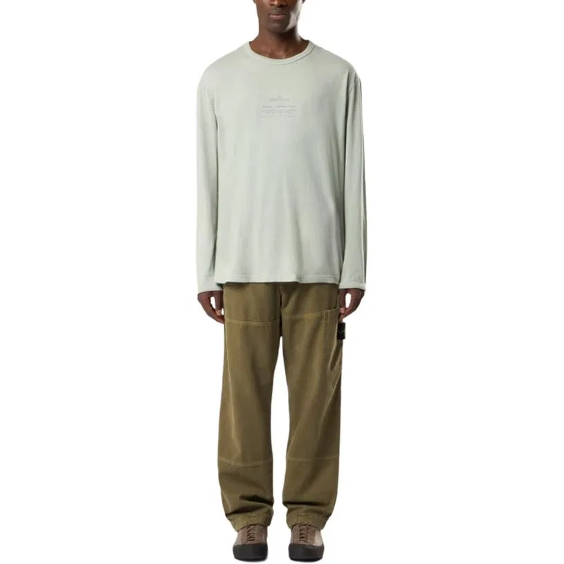 Футболка с круглым вырезом Stone Island шалфейно-зеленая — фото 3