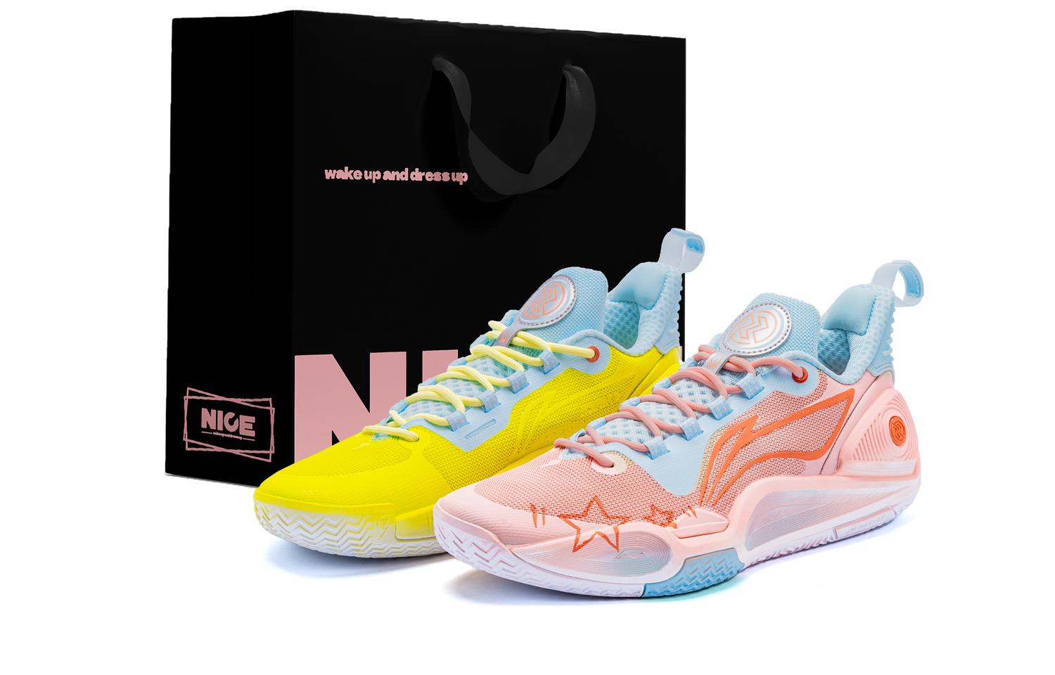 

Li Ning Speed 9 Cushioning Breathable Rebound низкие баскетбольные кроссовки для мужчин Li-Ning, розовый желтый mismatched