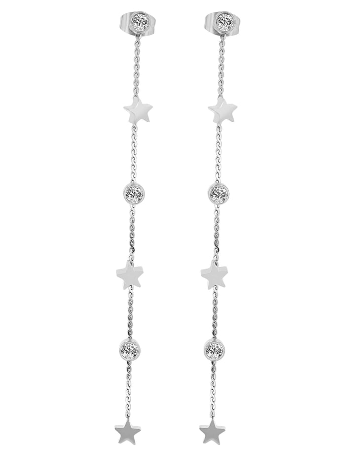 

Adeliás Женские серьги - серьги-гвоздики из нержавеющей стали со стразами, серебристого цвета