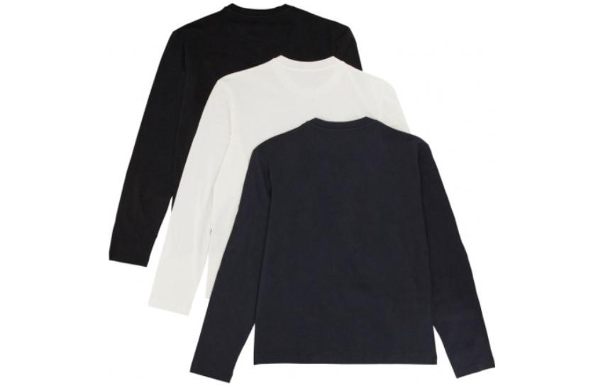 Футболки с длинными рукавами (комплект из трех штук) Jil Sander, 3 pack (черный+белый+синий) — фото 4