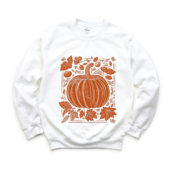 

Свитшот женский с принтом "Тыква с листьями" в стиле distressed Simply Sage Market, White