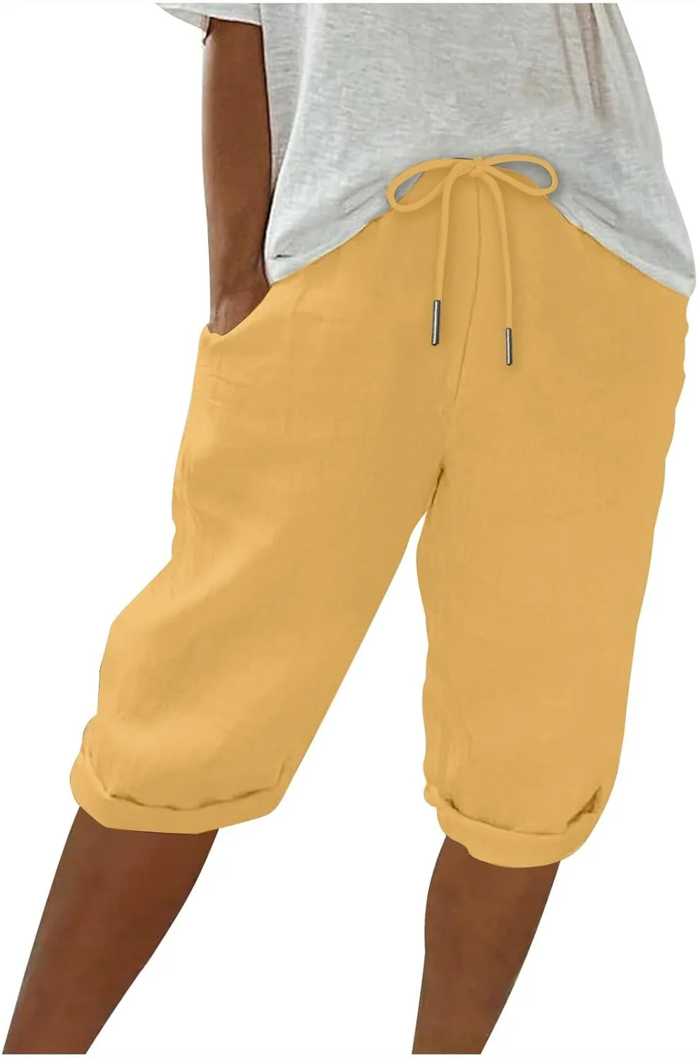 

Женские льняные шорты Bermuda с карманами FZYLQY