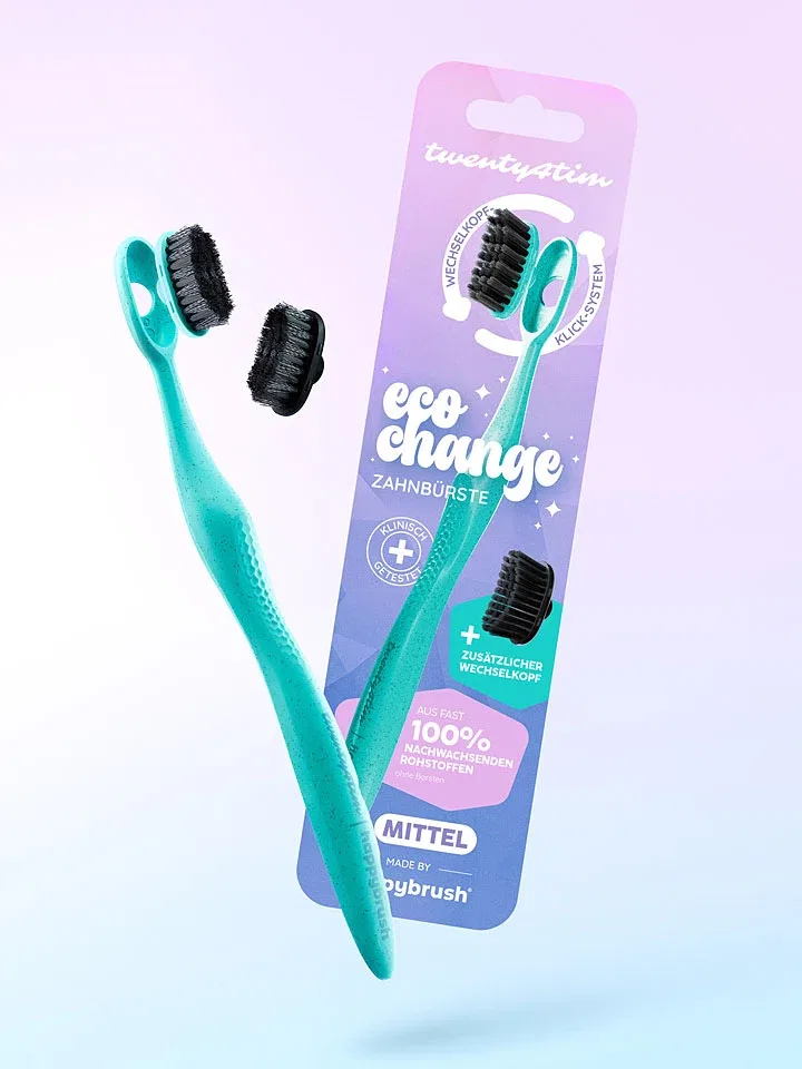 Набор зубных щеток EcoChange бирюзовый Happybrush — фото 2