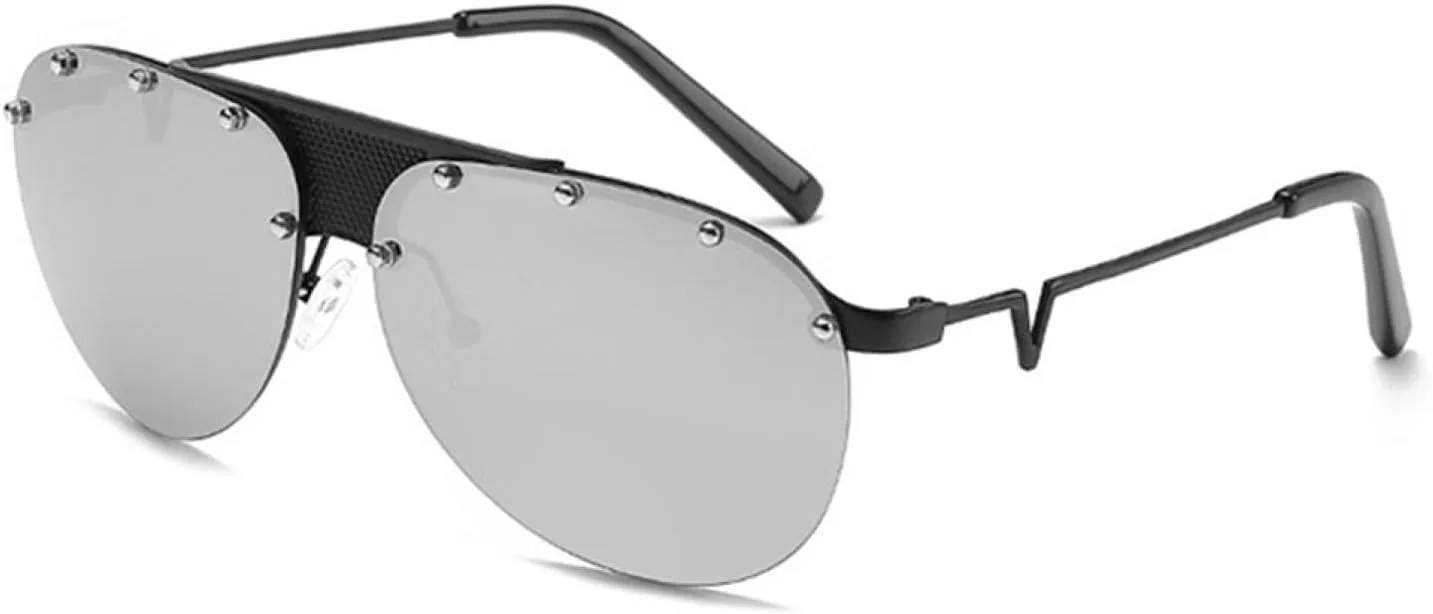 

Модные женские солнцезащитные очки класса люкс в винтажном стиле с заклепками, солнцезащитные очки с защитой от УФ-излучения UV400 VFDHN, Black Frame Silver