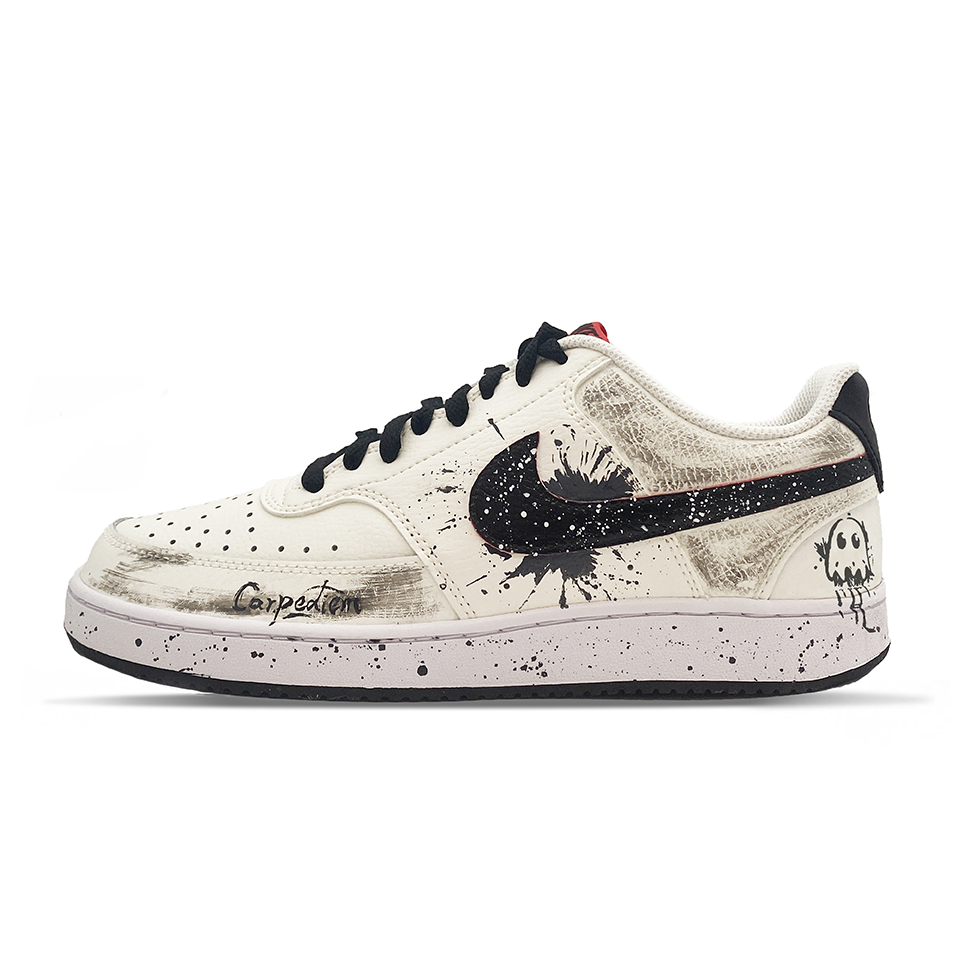 

Nike Низкие кроссовки Court Ink Stain Ghost, устойчивые к истиранию, для скейтбординга, мужские, бежево-черные