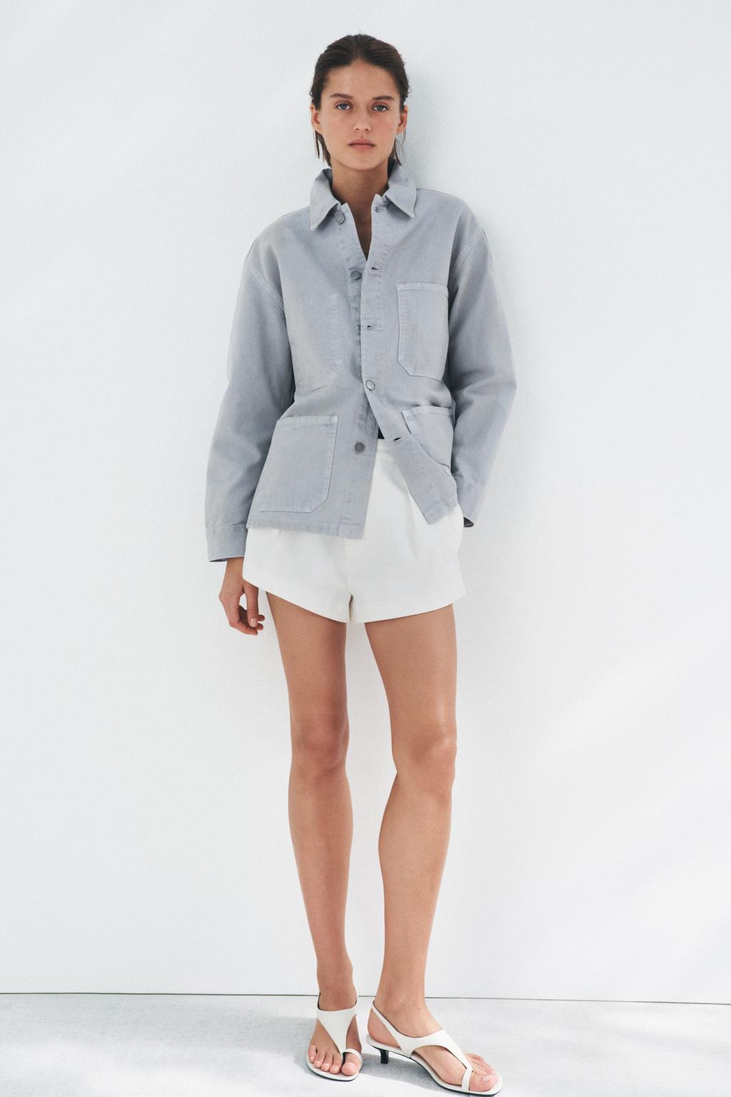 

Верхняя рубашка с карманами женская коллекция ZARA, серый