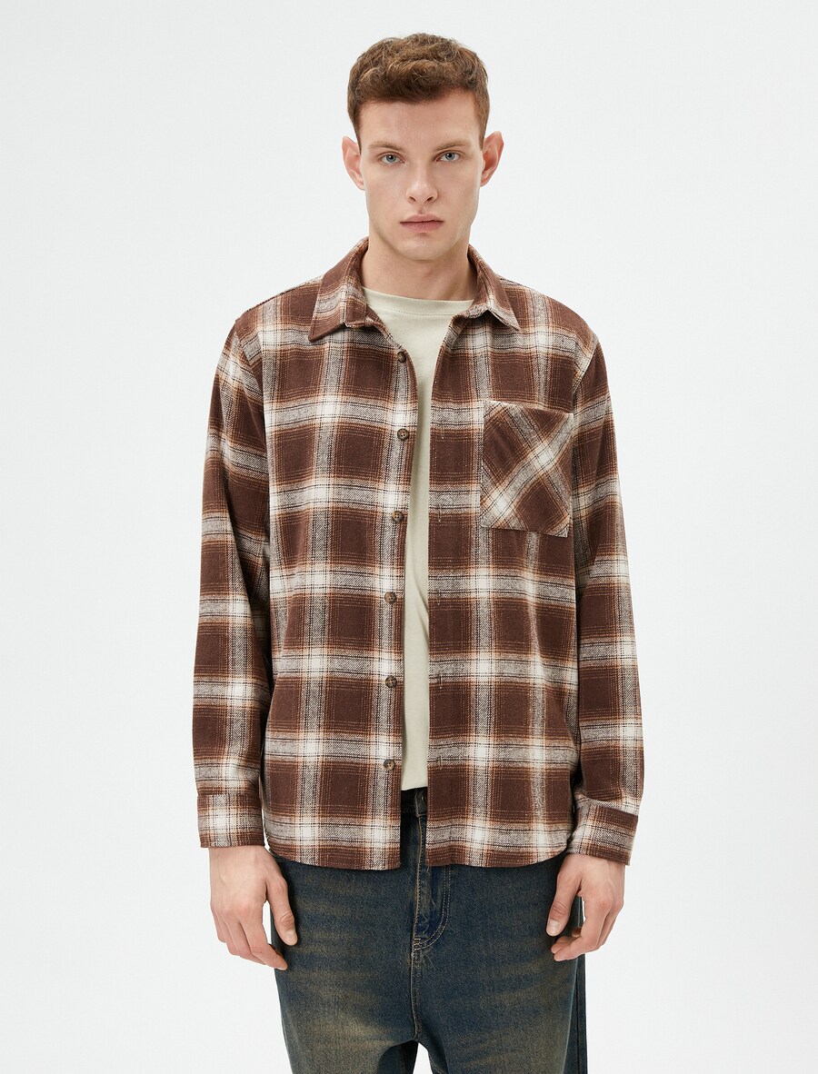 

Рубашка обычного кроя на пуговицах Koton, цвет Caramel/Dark brown