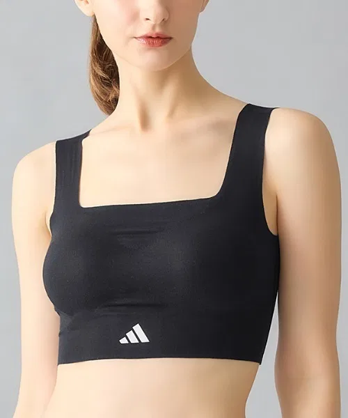 Спортивный бра-топ adidas, полностью бесшовный, черный — фото 2