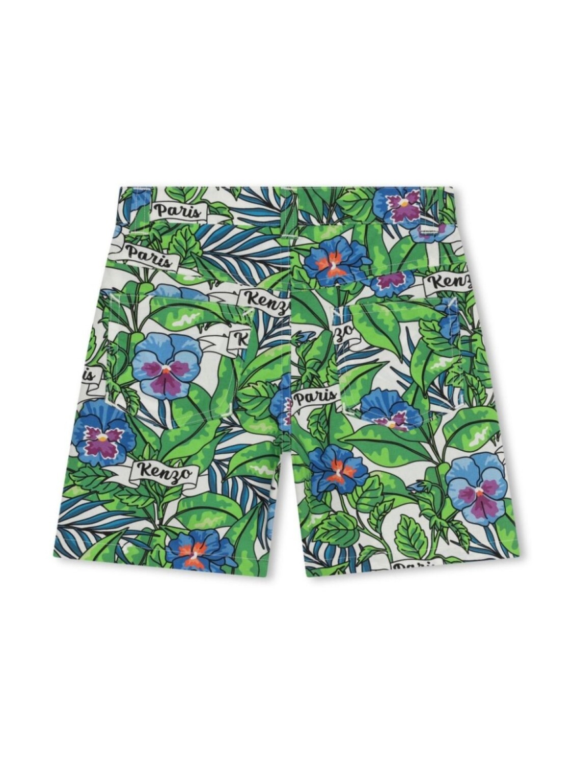 Kenzo Kids поплиновые шорты с цветочным принтом, зеленый — фото 2