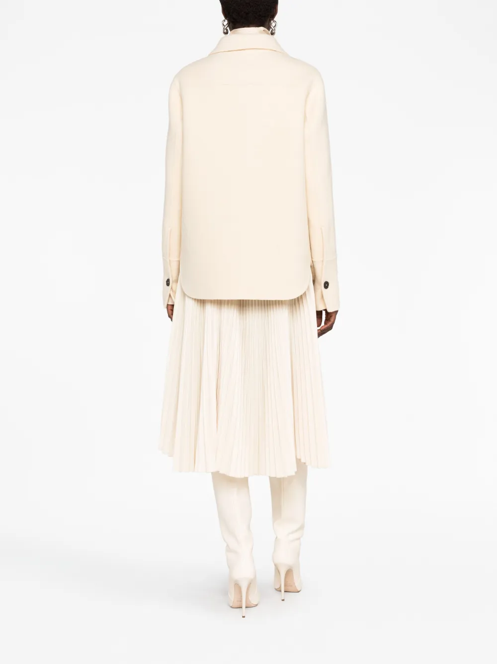Шерстяная куртка-рубашка на пуговицах JIL SANDER, нейтральный — фото 4