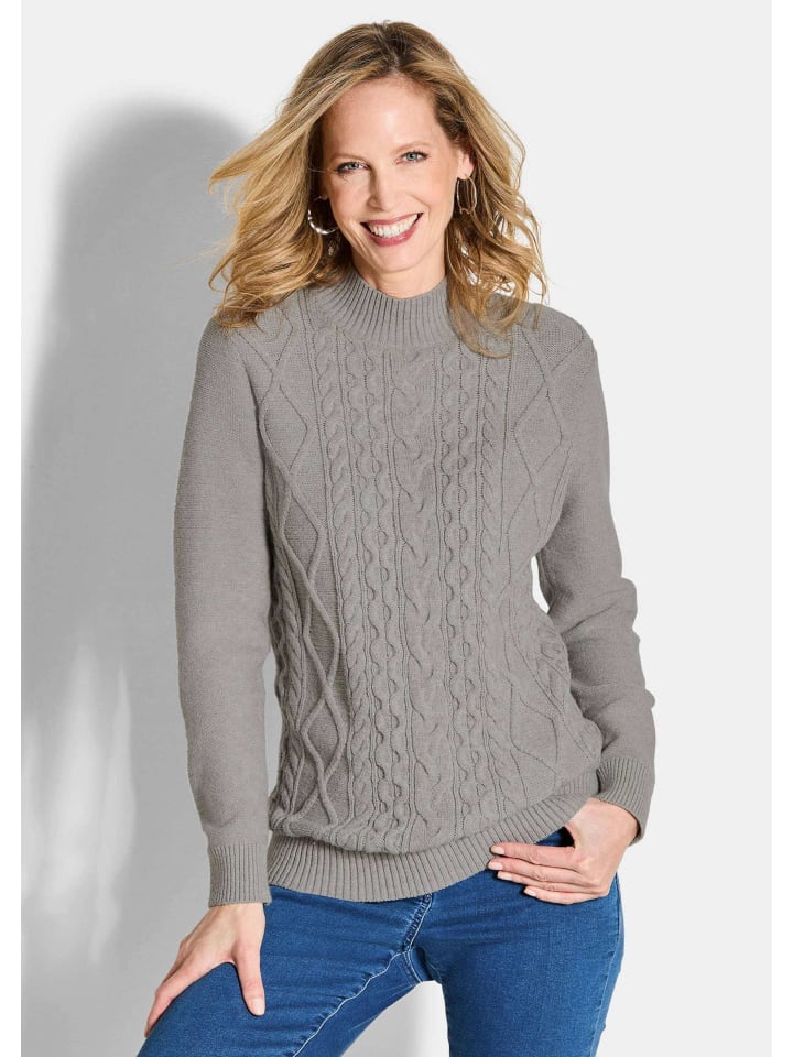 

Вискозный трикотажный свитер с длинными рукавами, узор косы, серый/меланжевый GOLDNER