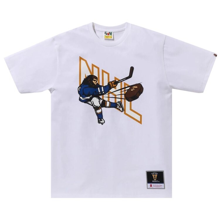 

Футболка BAPE x Mitchell & Ness NHL Hockey Graphic 'White', белый