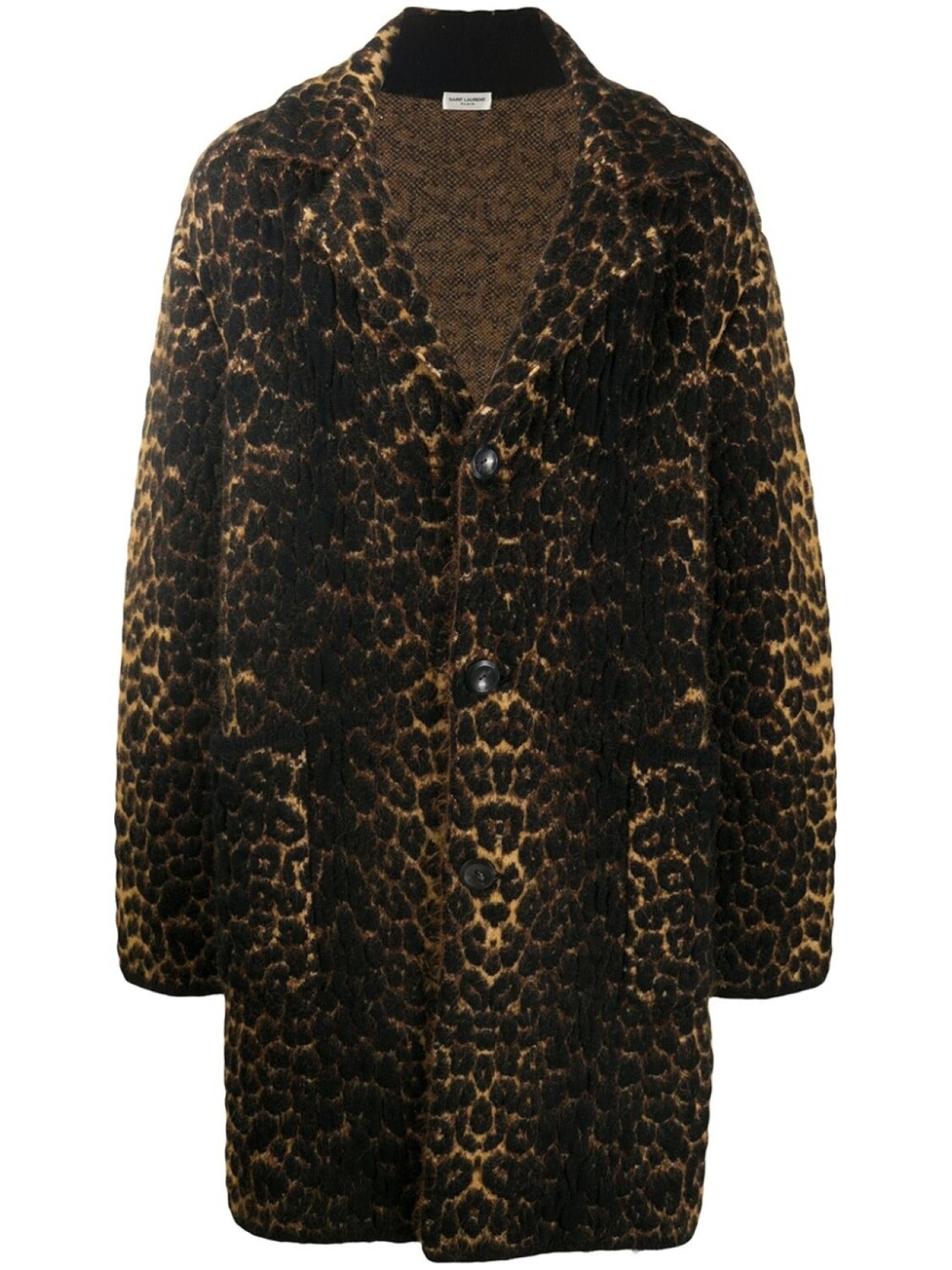

Saint Laurent однобортное пальто с леопардовым принтом, коричневый