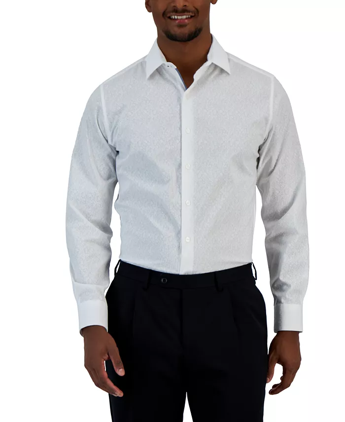 

Мужская классическая рубашка с принтом виноградной лозы Slim Fit Bar III, белый