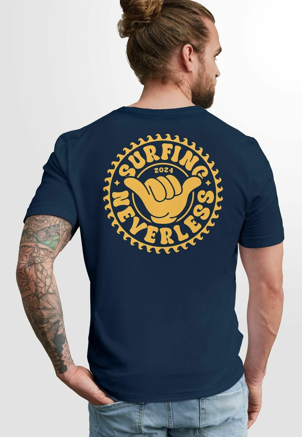 

Футболка с принтом SURFING SURFER HANG SONNE WELLEN BACK FASHION STREETSTYLE Neverless, синий