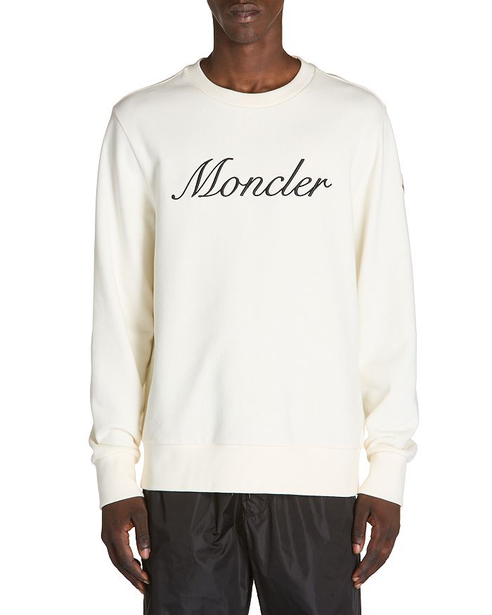 

Хлопковая толстовка с вышитым логотипом Moncler, слоновая кость/кремовый
