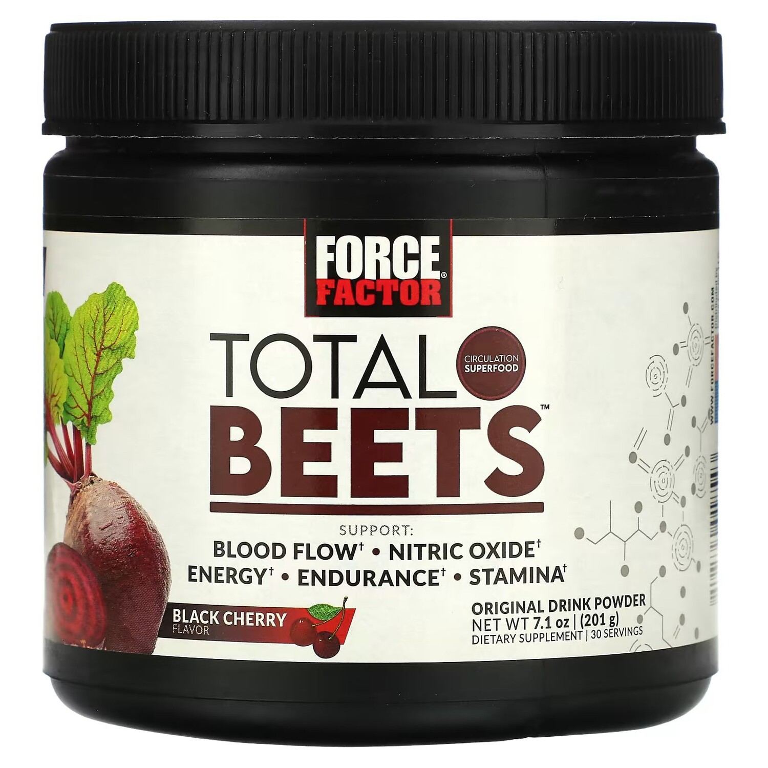 

Total Beets, Порошок для оригинального напитка, черная вишня, 7,1 унции (201 г) Force Factor