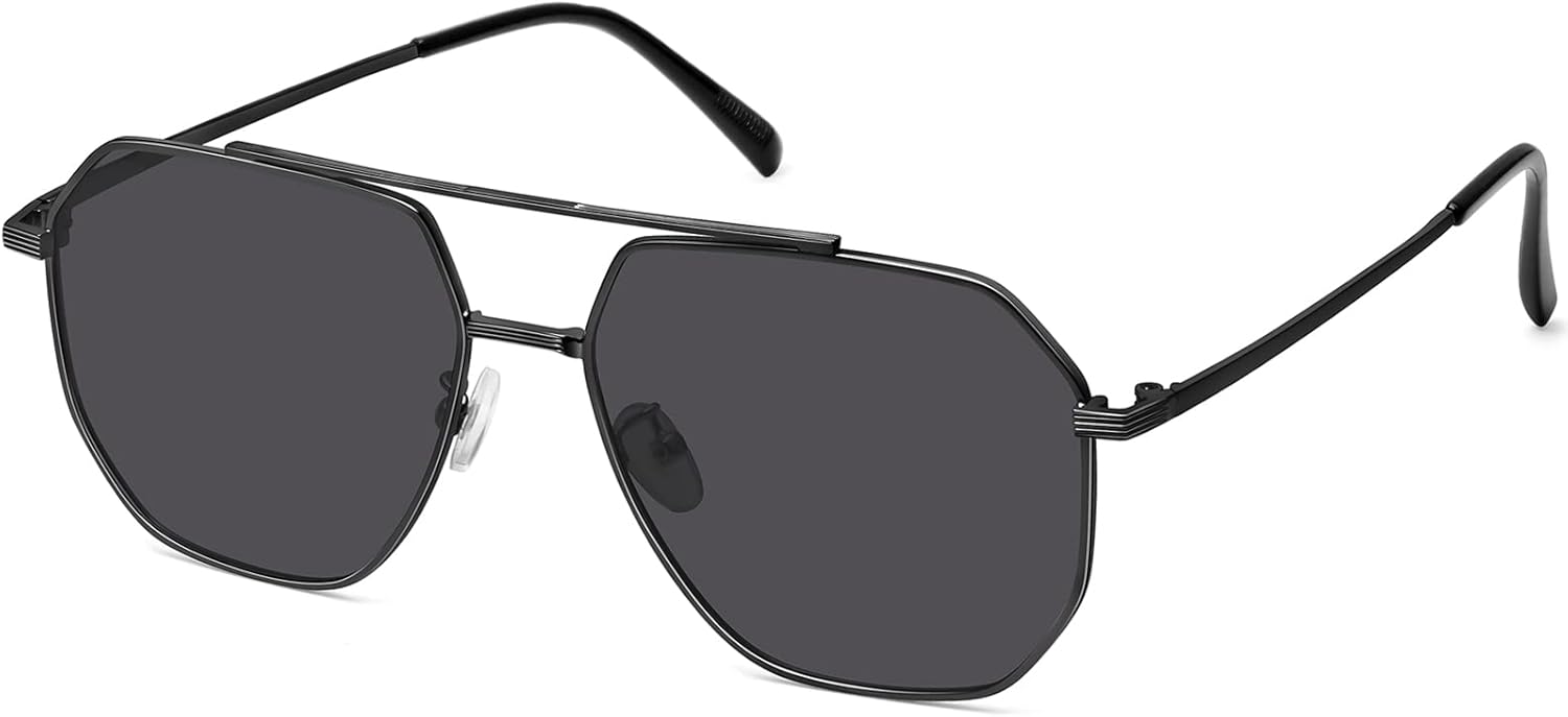 

Классические солнцезащитные очки-авиаторы для женщин и мужчин. Модные квадратные солнцезащитные очки увеличенного размера с поляризационными линзами Fozono, Black/Grey