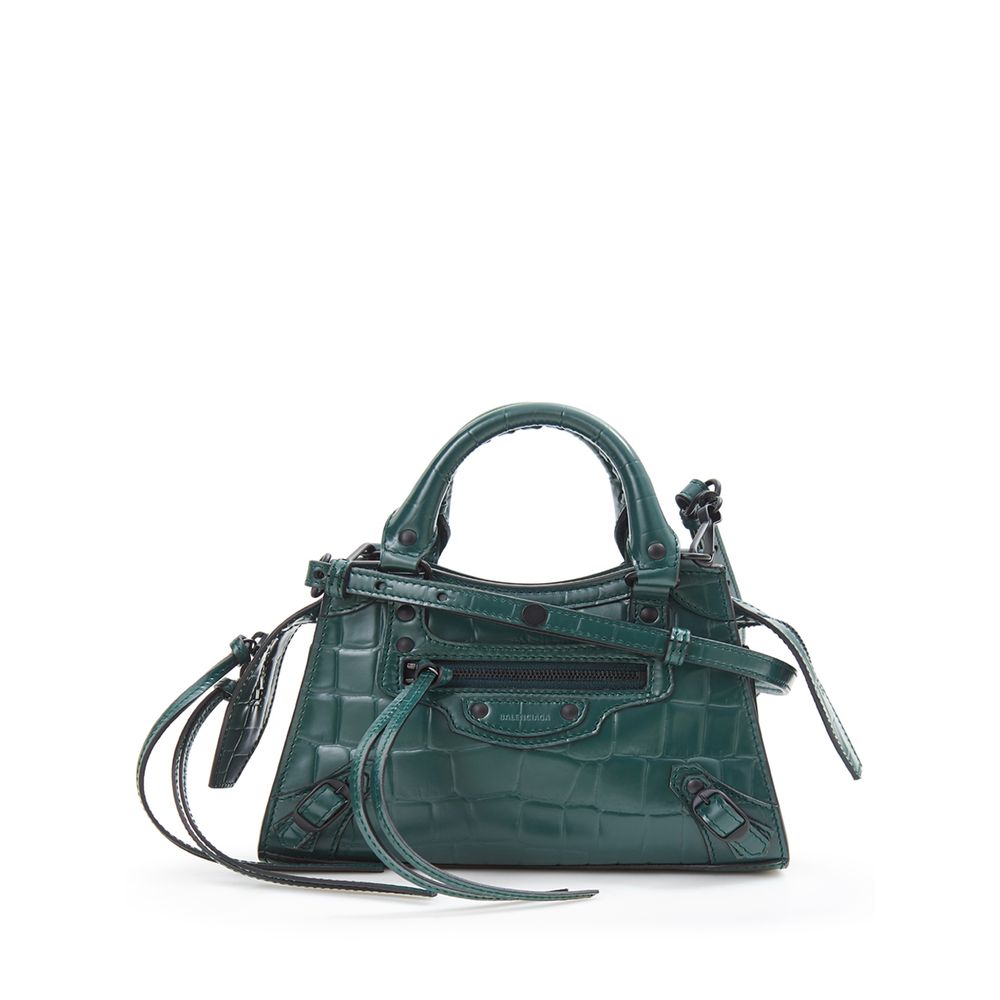 

Элегантная изумрудная кожаная сумка Balenciaga, зеленый