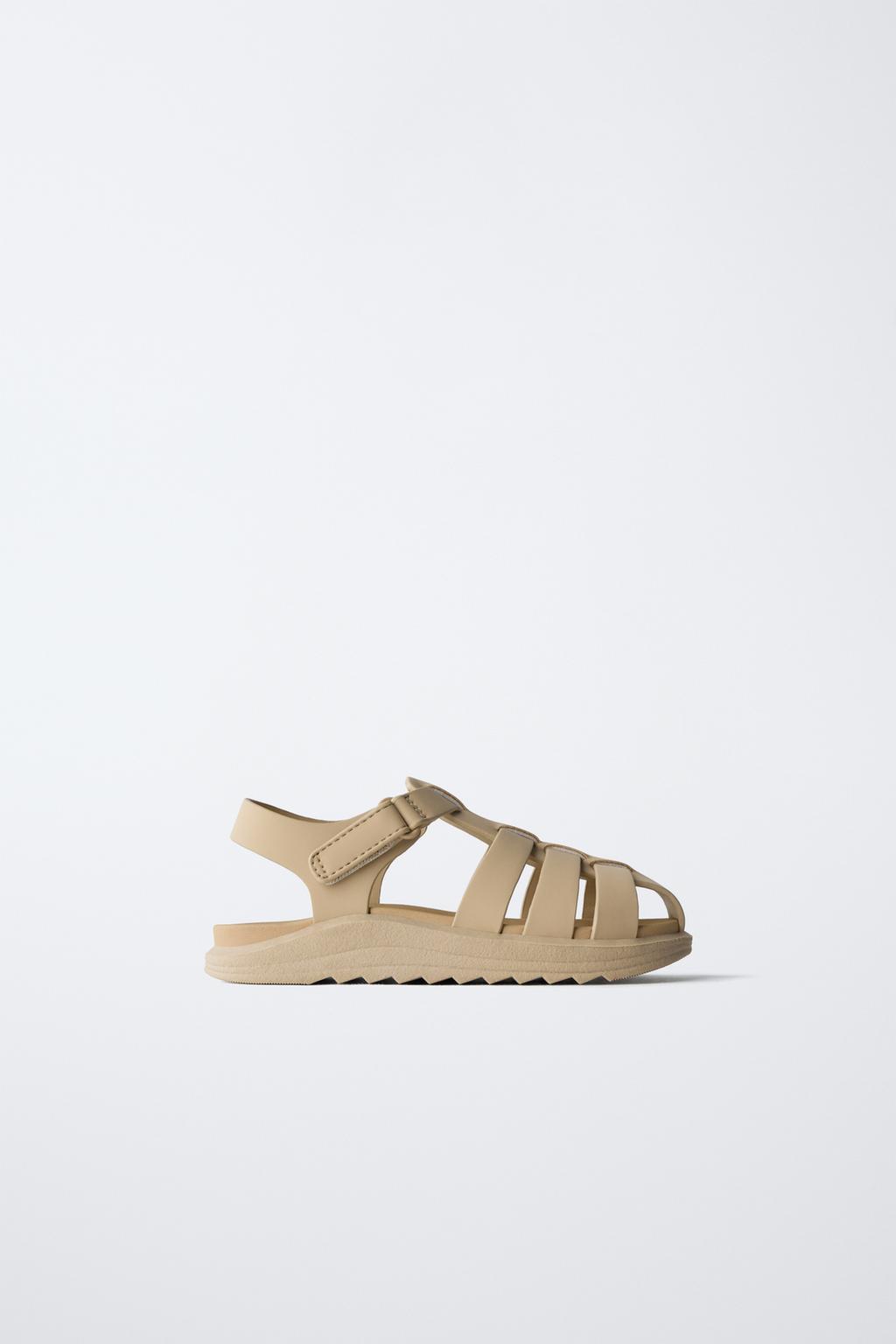 

Сандалии в прорезиненную клетку ZARA, цвет Sand Brown