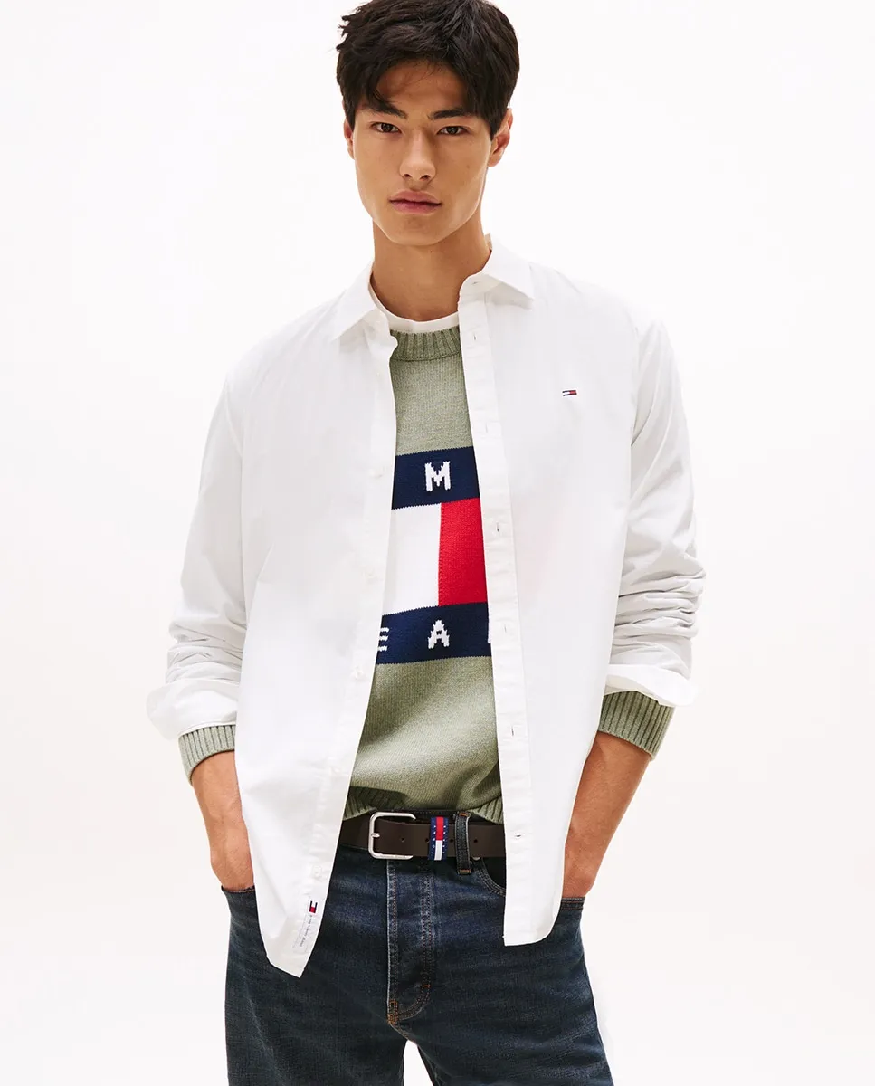 

Рубашка для мужчин стандартной посадки с длинным рукавом Tommy Jeans, белый