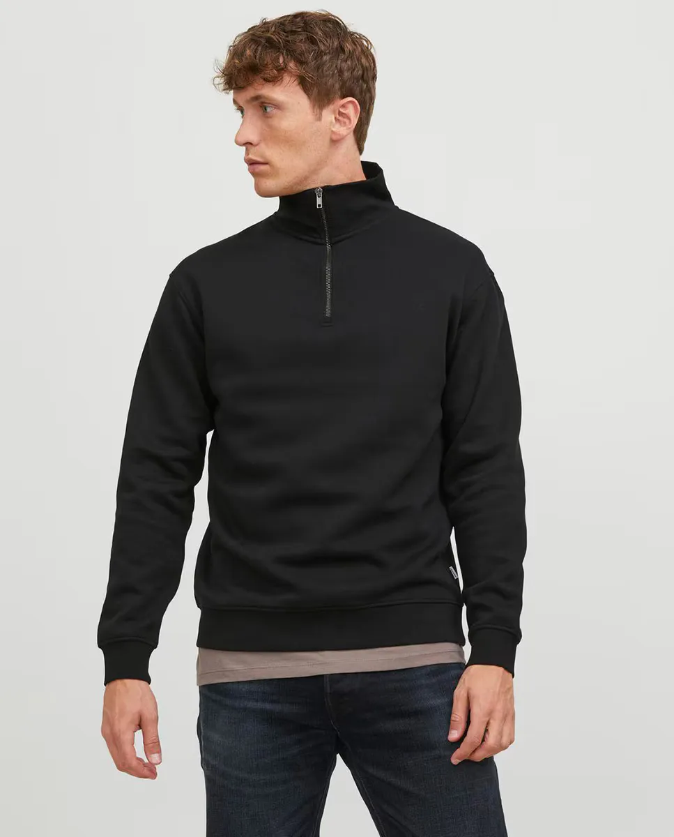 

Мужская однотонная толстовка с длинными рукавами и высоким воротом Jack & Jones, черный