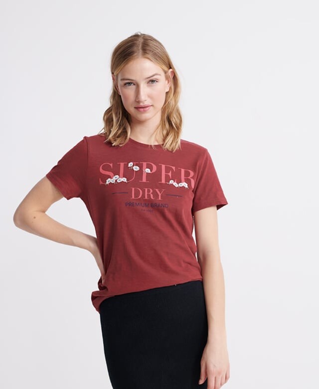 

Футболка с цветочной вышивкой в виде засечек Superdry, красный