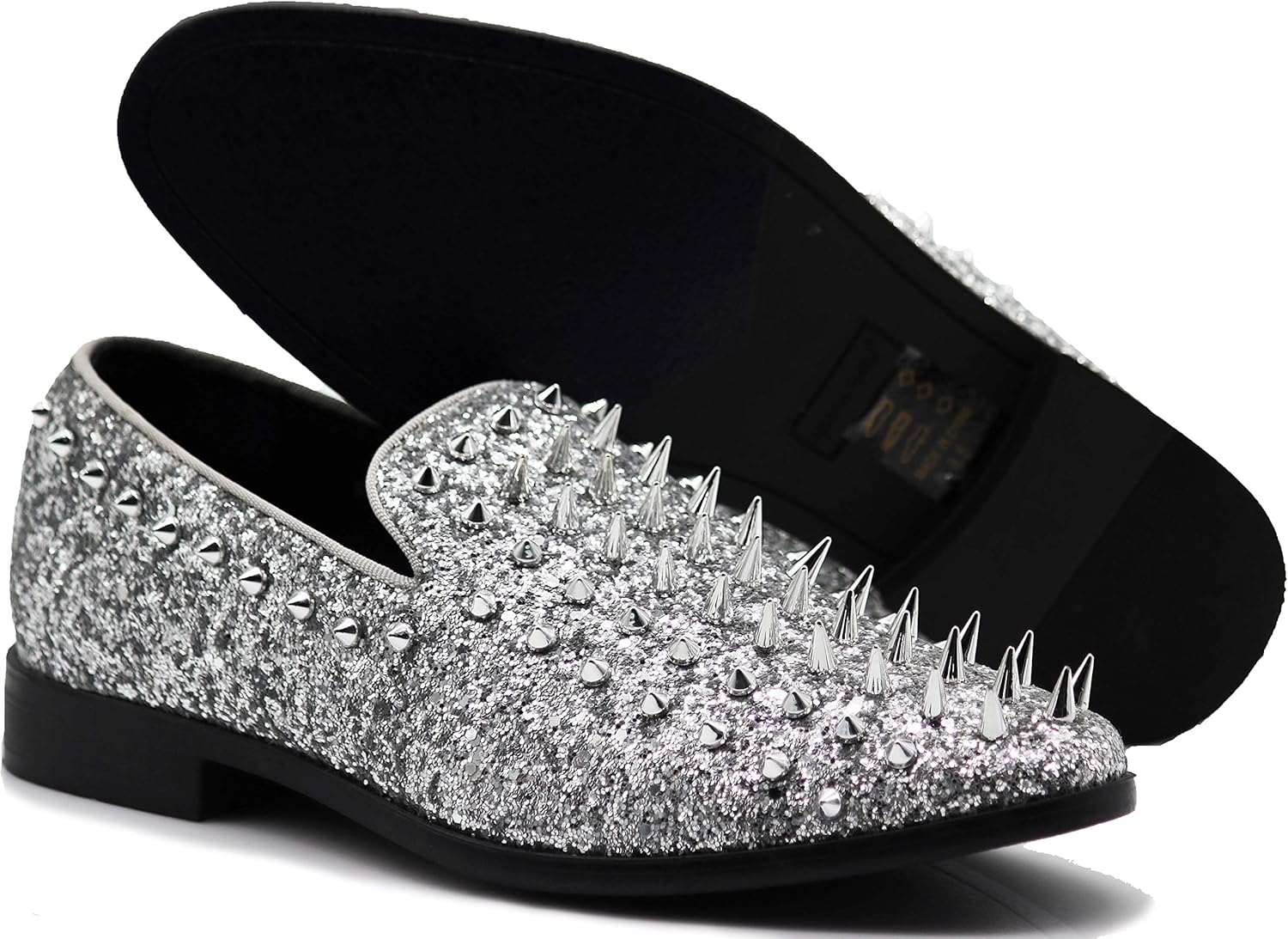 

Мужские винтажные лоферы SPK16 с шипами, слипоны, модная обувь, классические вечерние туфли-токседо Enzo Romeo, серебро