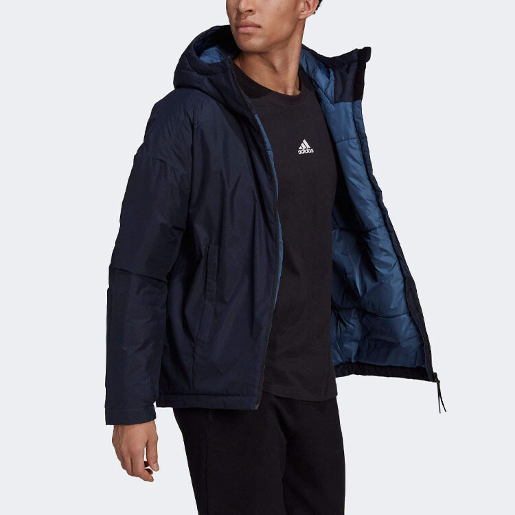 Стеганая куртка мужская темно-синяя Adidas, темно-синий — фото 4