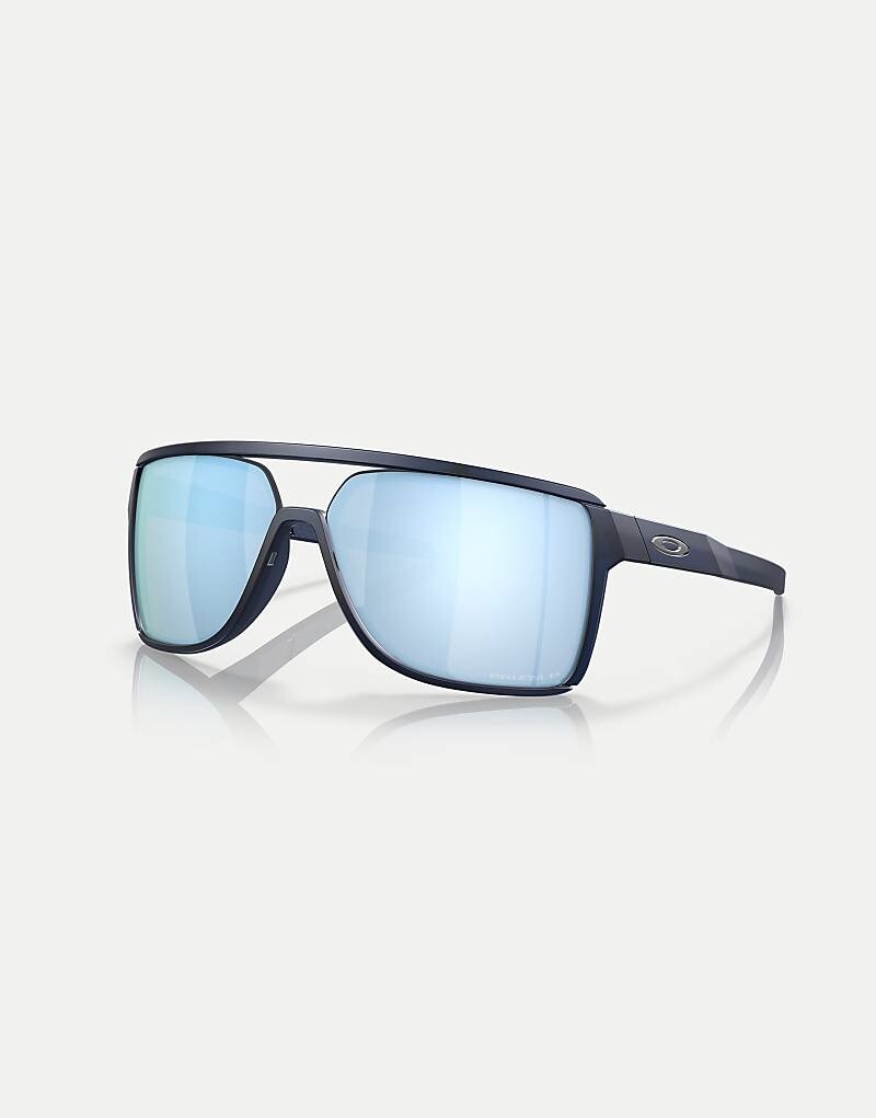 

Синие прямоугольные поляризованные солнцезащитные очки Oakley Castel с матовыми блестящими синими зеркальными линзами