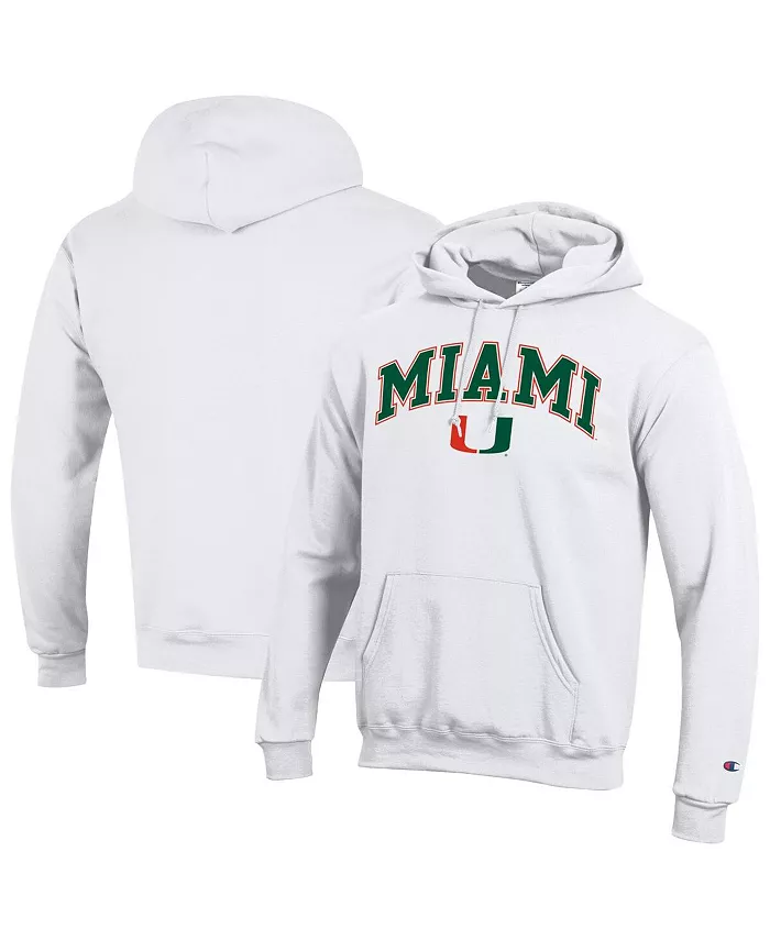

Мужская белая толстовка с капюшоном Miami Hurricanes Arch Over Logo Champion