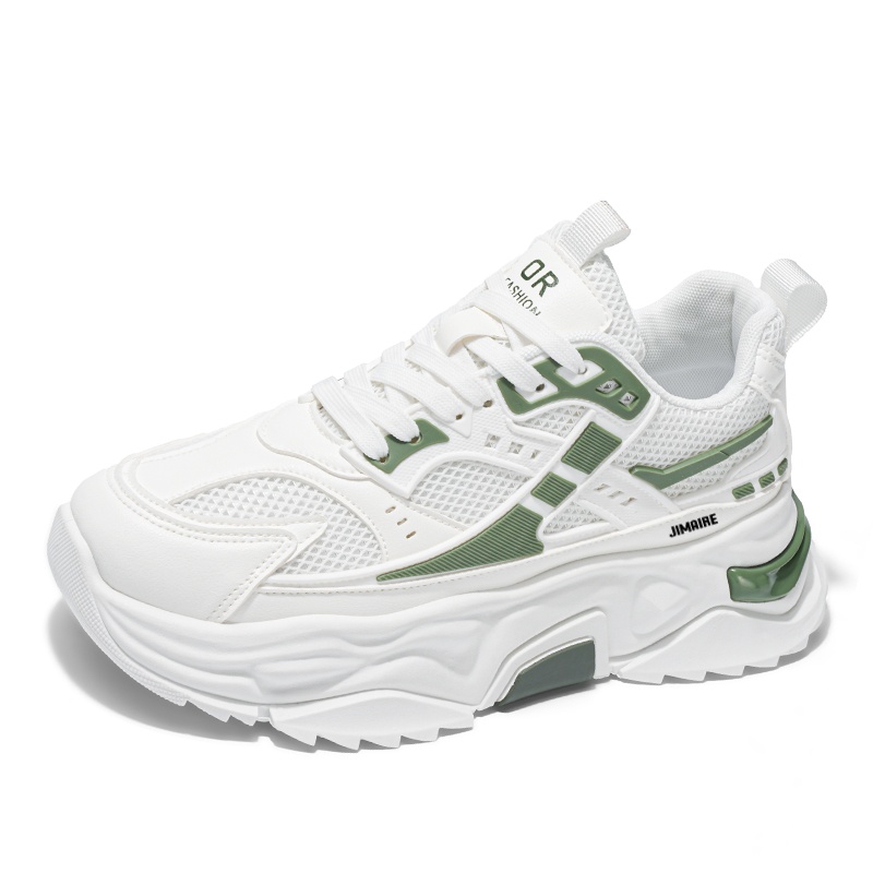 

Нескользящие дышащие низкие массивные кроссовки для мужчин King Jinmai, White Green