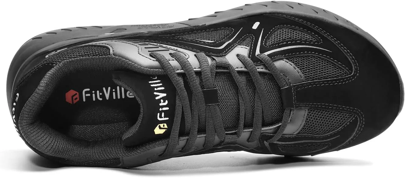 FitVille Мужские прогулочные кроссовки с широкой посадкой для плоской стопы, облегчение боли в пятке - Rebound Core, черный — фото 2