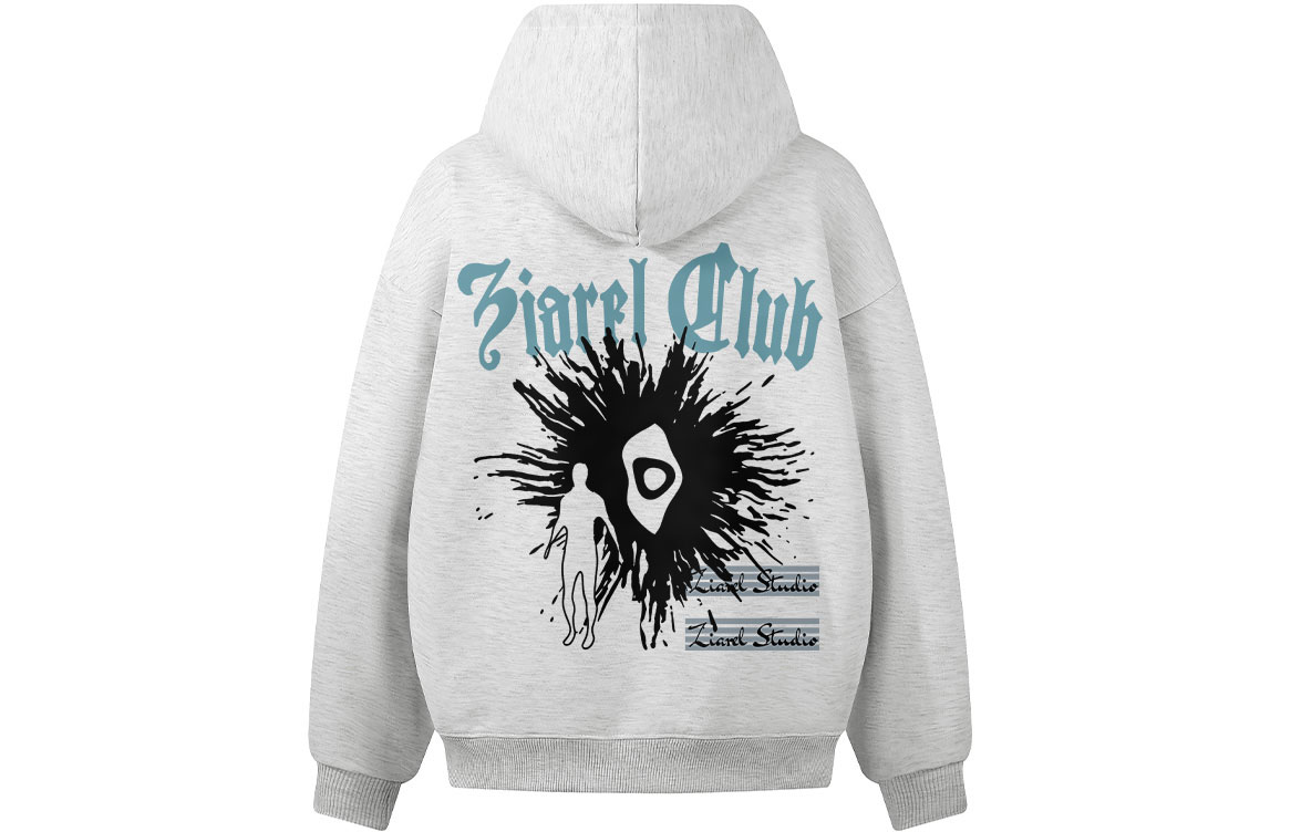 

Толстовка Unisex Hooded Moderate Heavyweight ZIAREL, белый heather серый